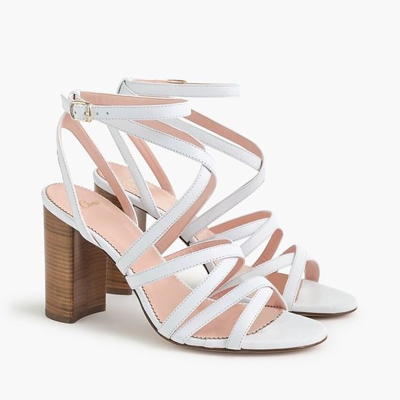 New JCREW Size 7.5 Stella Heels in White Leather - Picture 1 of 4